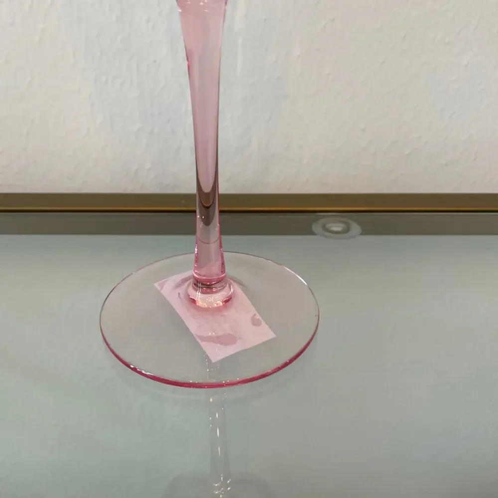 Pink Heart Shaped Wine Glasses with Gold Rim Valentines Day Set of 2 NEW